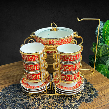 Red Versace Soup set 13 Pieces Design Soup
